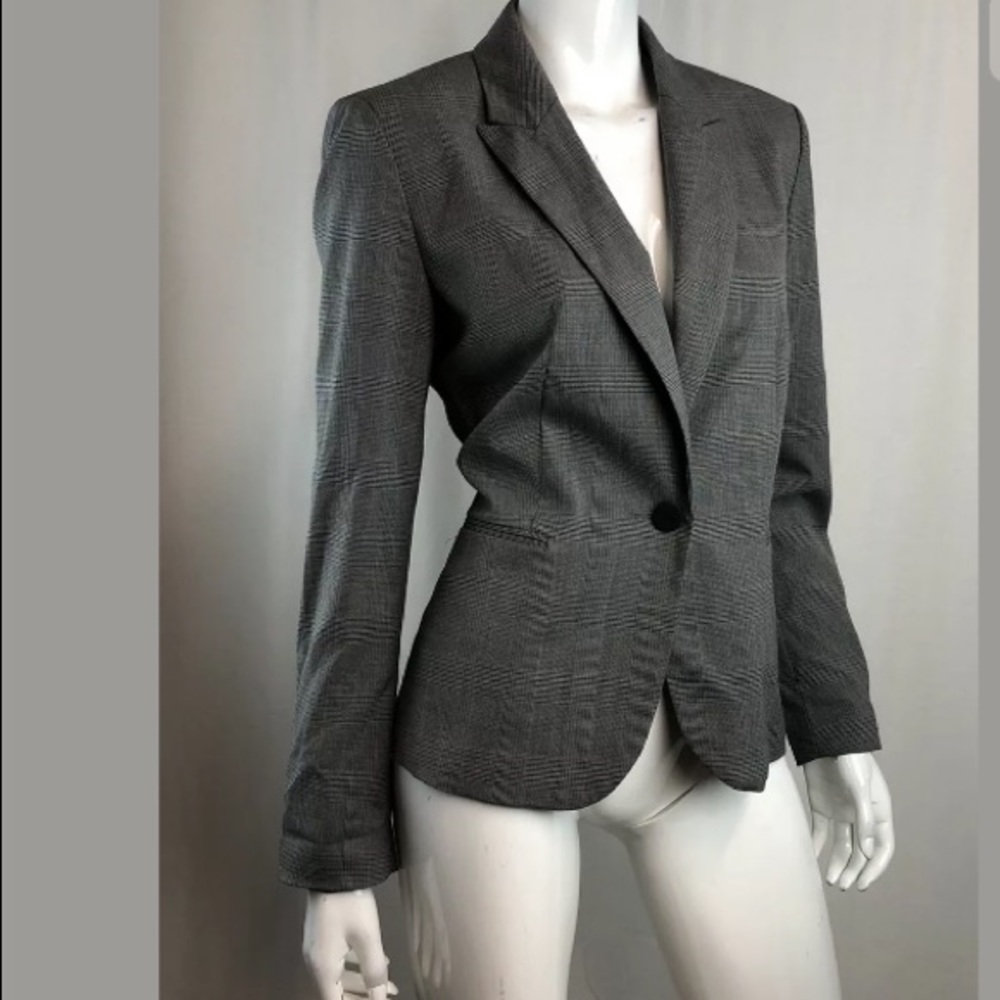 Zara Basic Plaid Stretchy One Button Blazer Jacket - image 6